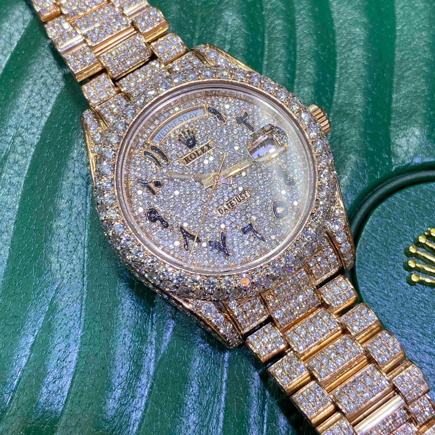 Golden Rolex Iced out Watch