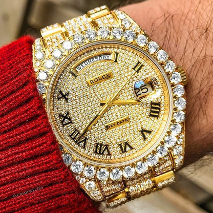 Golden Rolex Iced out Watch