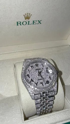 Rolex Silver Iced out Watch